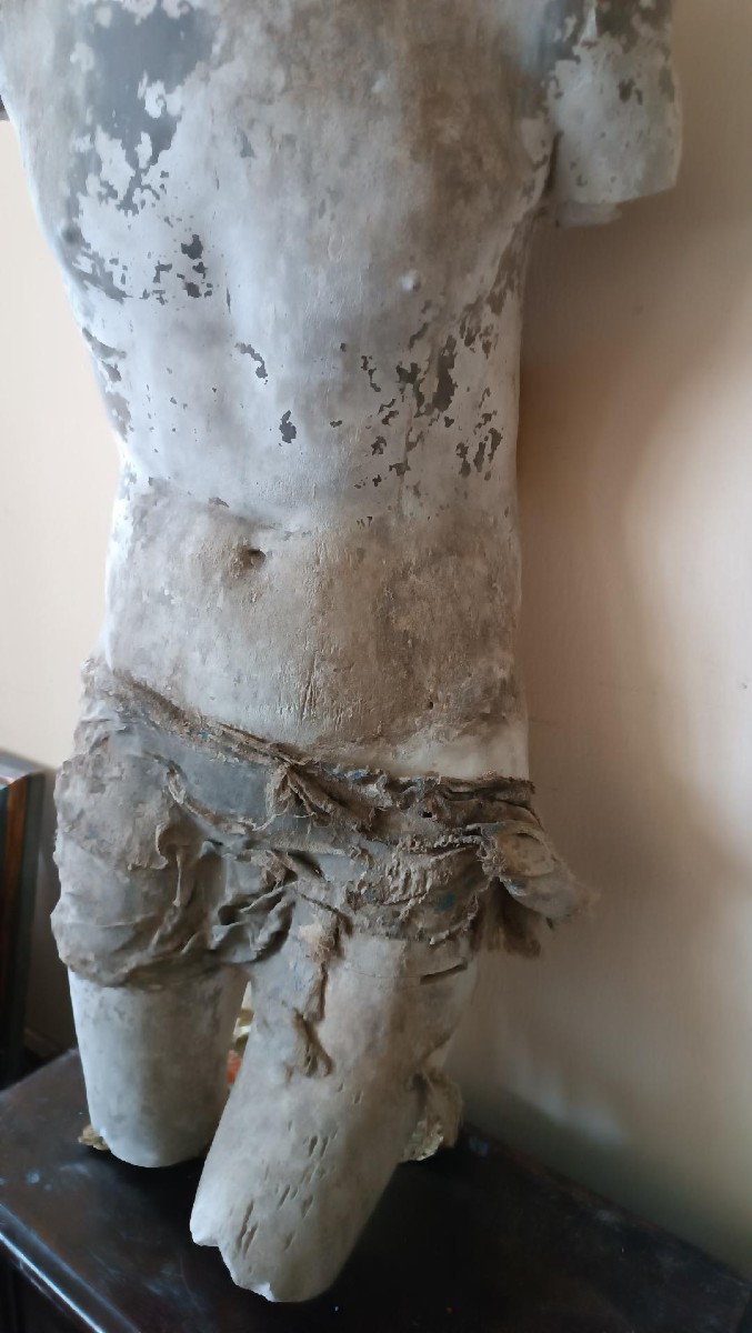 Grand torse du Christ en plâtre, XVIe siècle-photo-4