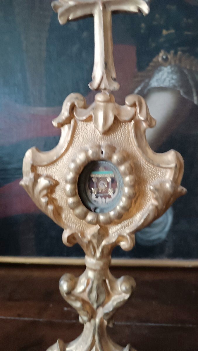 18th Century Gilded Wooden Reliquary -   Relic Of Saint Lucia-photo-2