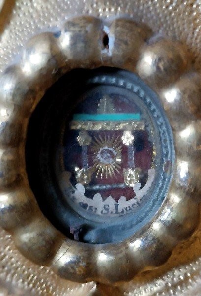 18th Century Gilded Wooden Reliquary -   Relic Of Saint Lucia-photo-4