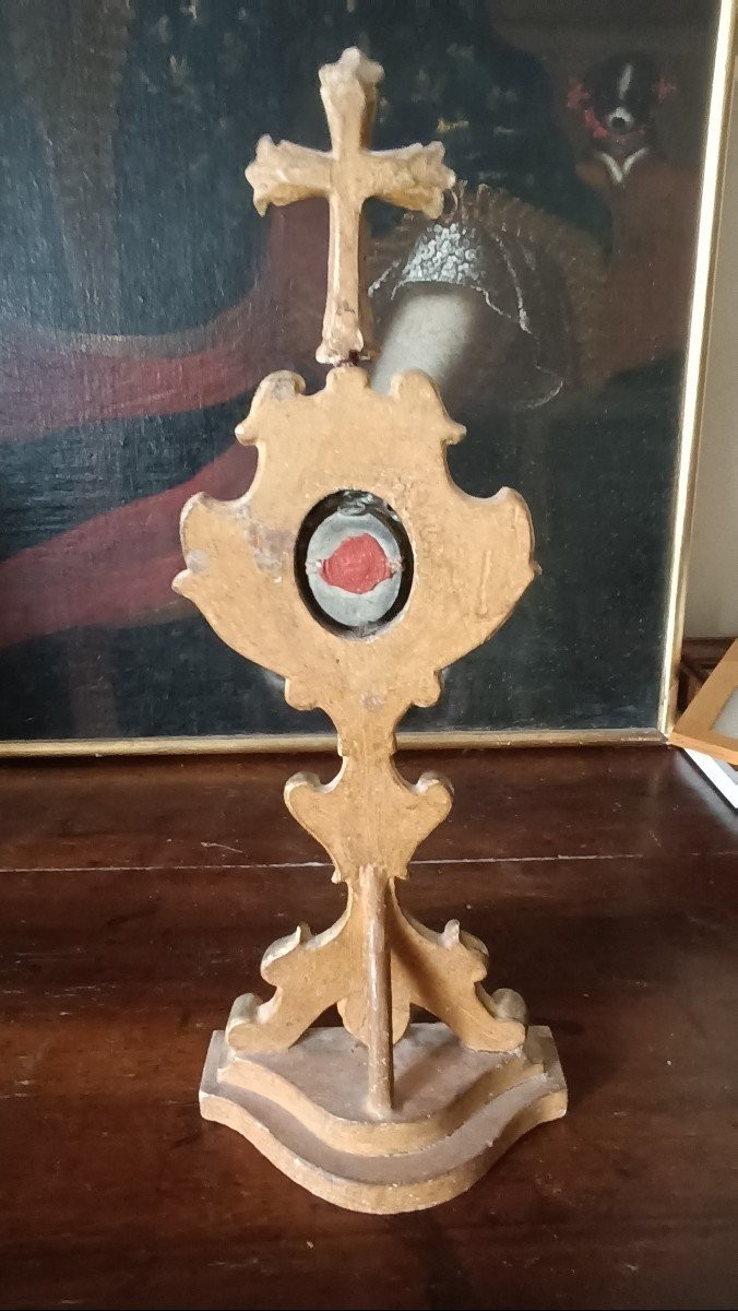 18th Century Gilded Wooden Reliquary -   Relic Of Saint Lucia-photo-2