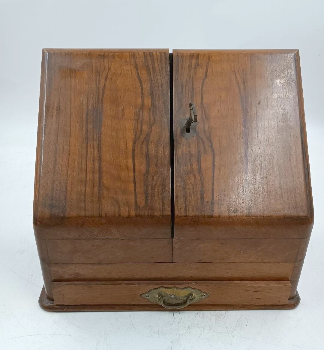 Antique 19th Century English Walnut Letter Holder-photo-2