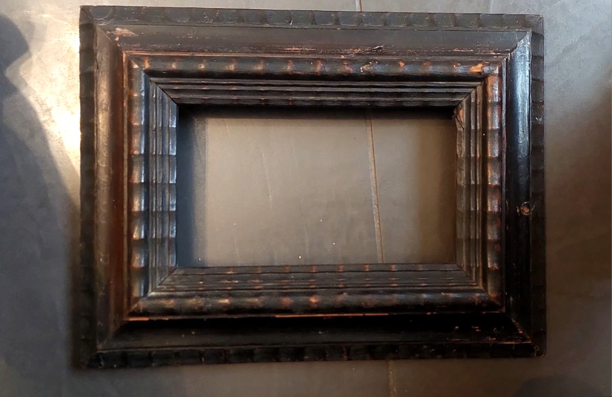Cadre guilloché en bois noirci de la fin du XIXe siècle-photo-2