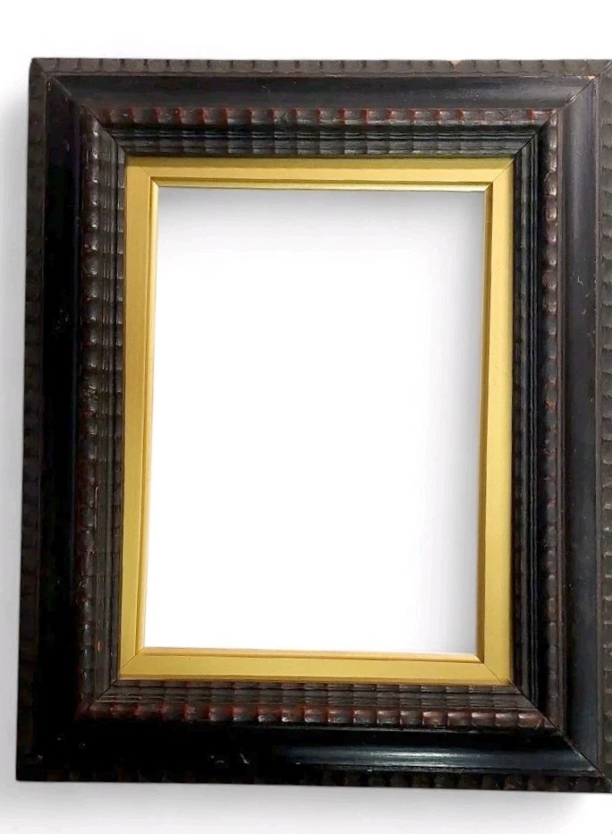 Antique Ebonized Wood Frame Guilloché Late 19th Century Renaissance Style
