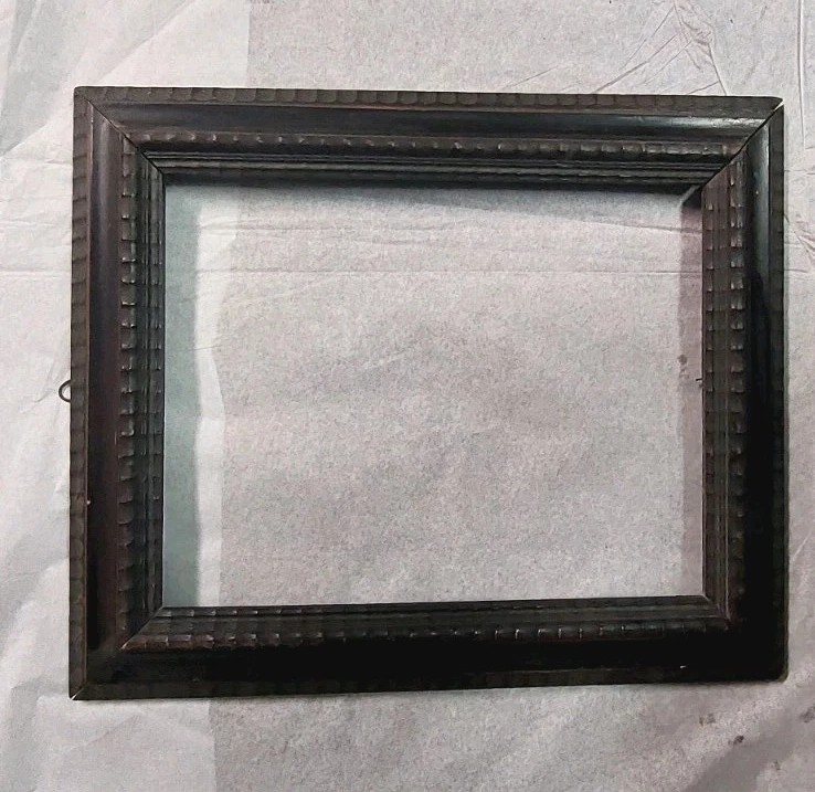 Antique Ebonized Wood Frame Guilloché Late 19th Century Renaissance Style-photo-2