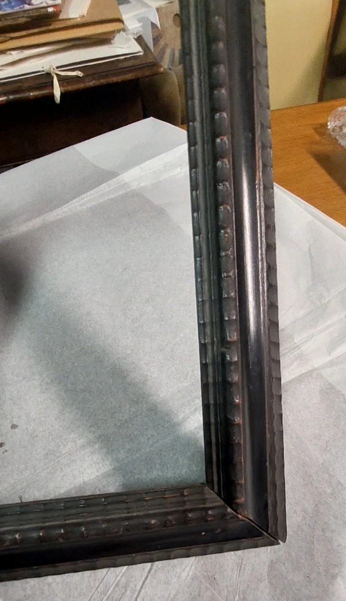 Antique Ebonized Wood Frame Guilloché Late 19th Century Renaissance Style-photo-4