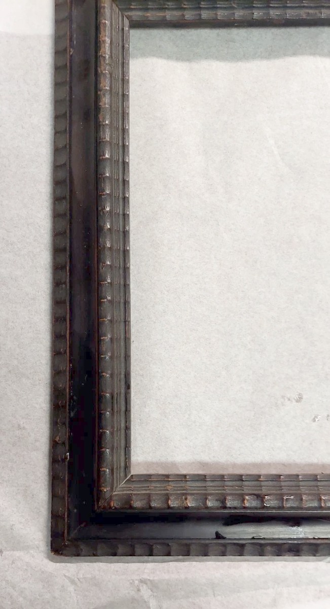 Antique Ebonized Wood Frame Guilloché Late 19th Century Renaissance Style-photo-2