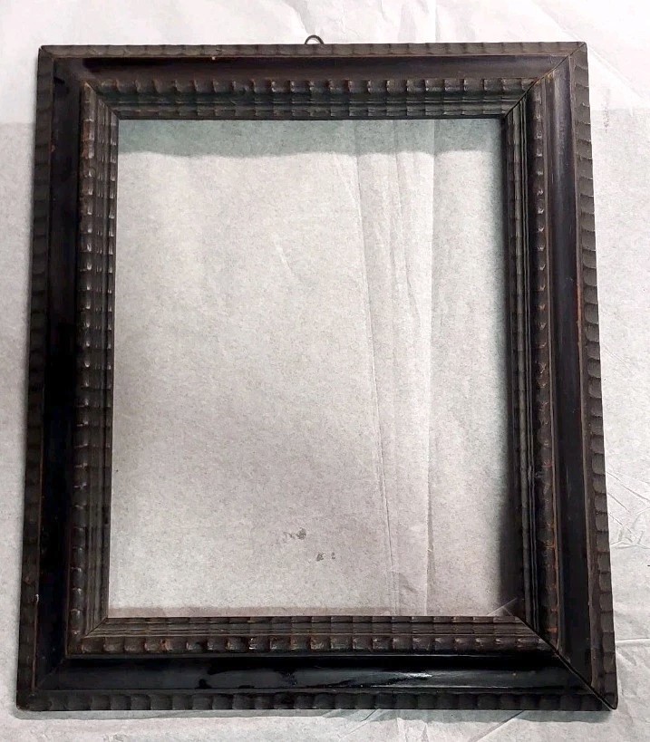 Antique Ebonized Wood Frame Guilloché Late 19th Century Renaissance Style
