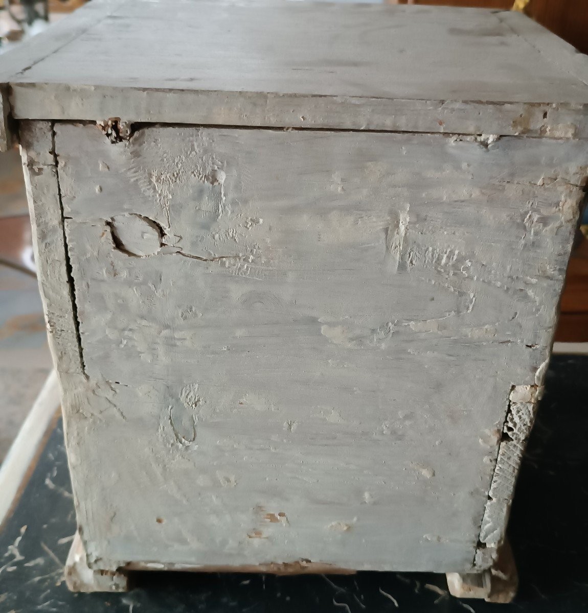 Ancient 18th Century Painted And Gilded Wooden Tabernacle-photo-3