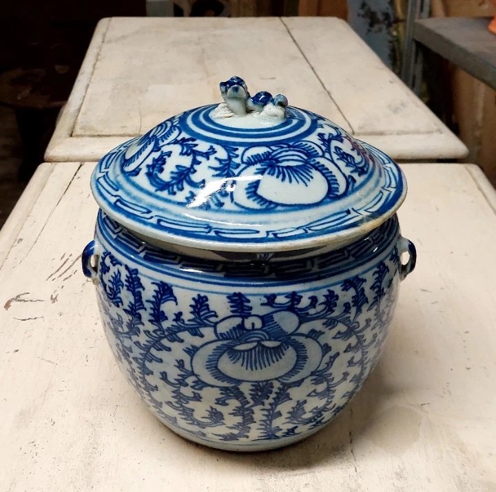 Vase antique en porcelaine bleue et blanche de Chine, époque Qing, XIXe siècle-photo-3