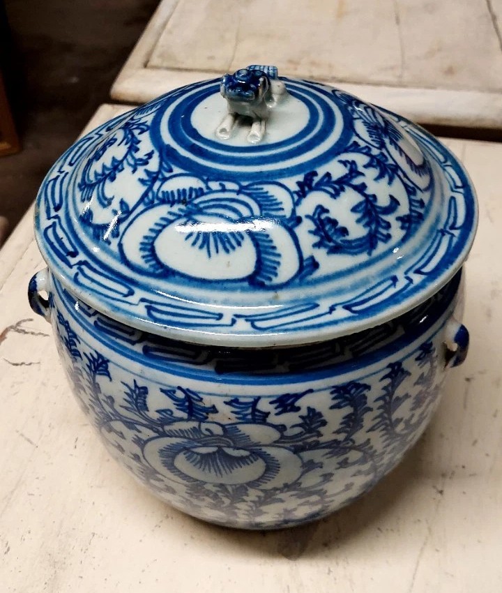 Vase antique en porcelaine bleue et blanche de Chine, époque Qing, XIXe siècle-photo-4