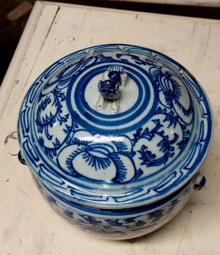 Vase antique en porcelaine bleue et blanche de Chine, époque Qing, XIXe siècle-photo-1