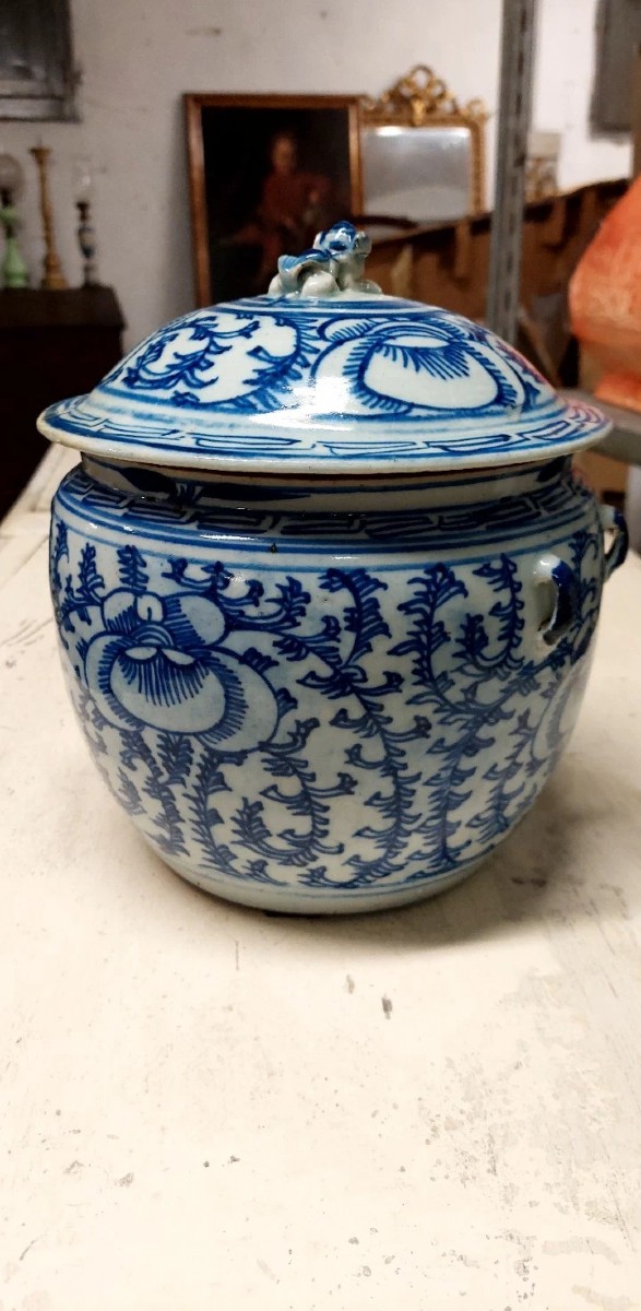 Vase antique en porcelaine bleue et blanche de Chine, époque Qing, XIXe siècle-photo-3