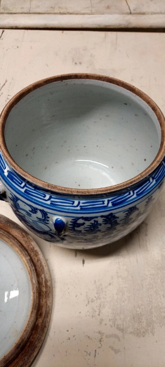 Vase antique en porcelaine bleue et blanche de Chine, époque Qing, XIXe siècle-photo-4