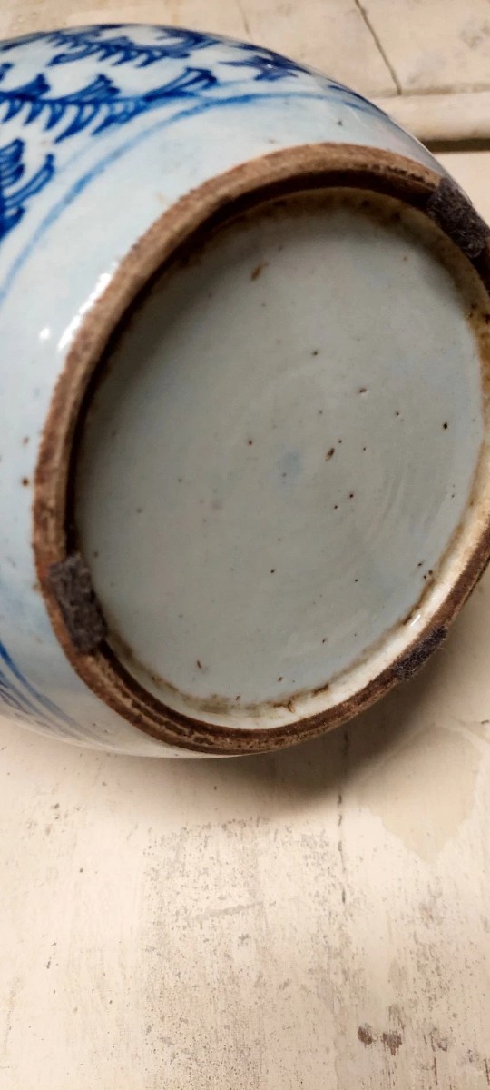 Vase antique en porcelaine bleue et blanche de Chine, époque Qing, XIXe siècle-photo-6