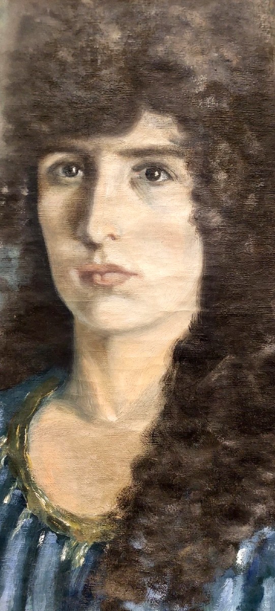 Portrait de femme sur toile, début du XXe siècle, signé-photo-1
