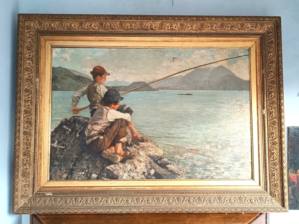 Grand Huile Sur Toile - Pêcheurs - Alfonso Muzii (castellamare 1856-pescara 1946)  195 X 145-photo-6