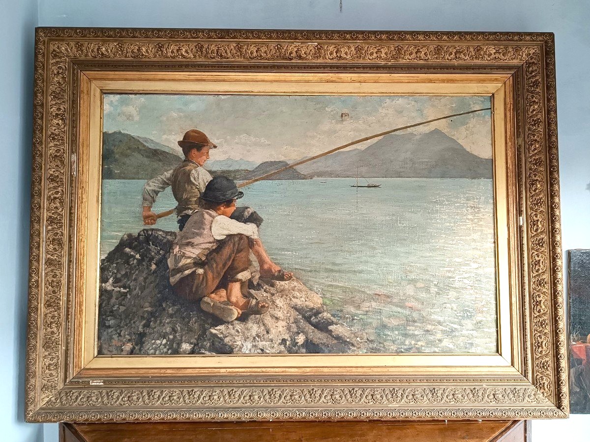 Grand Huile Sur Toile - Pêcheurs - Alfonso Muzii (castellamare 1856-pescara 1946)  195 X 145