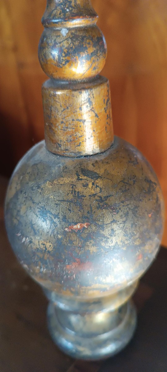 Ancient Processional Cross In Gilded Wood-photo-1