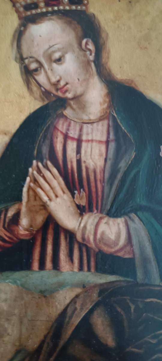 Ancient Copper Painting - 17th/18th Century - Madonna With Sleeping Child-photo-1