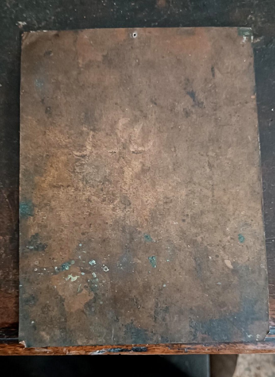 Ancient Copper Painting - 17th/18th Century - Madonna With Sleeping Child-photo-4