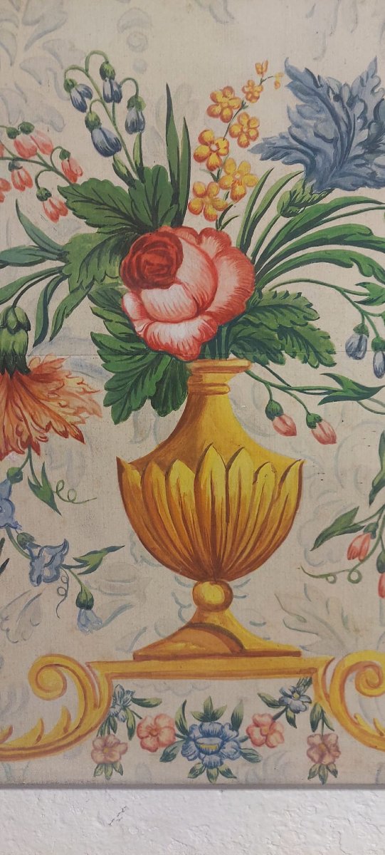  panneau décoratif, peint à la détrempe sur papier transféré sur toile, -photo-3