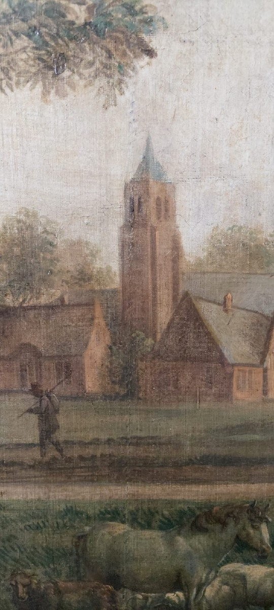 Large Oil Painting On Canvas 2 M X 1.50 M - Animated Landscape - Charles Louis Verboeckhoven-photo-3