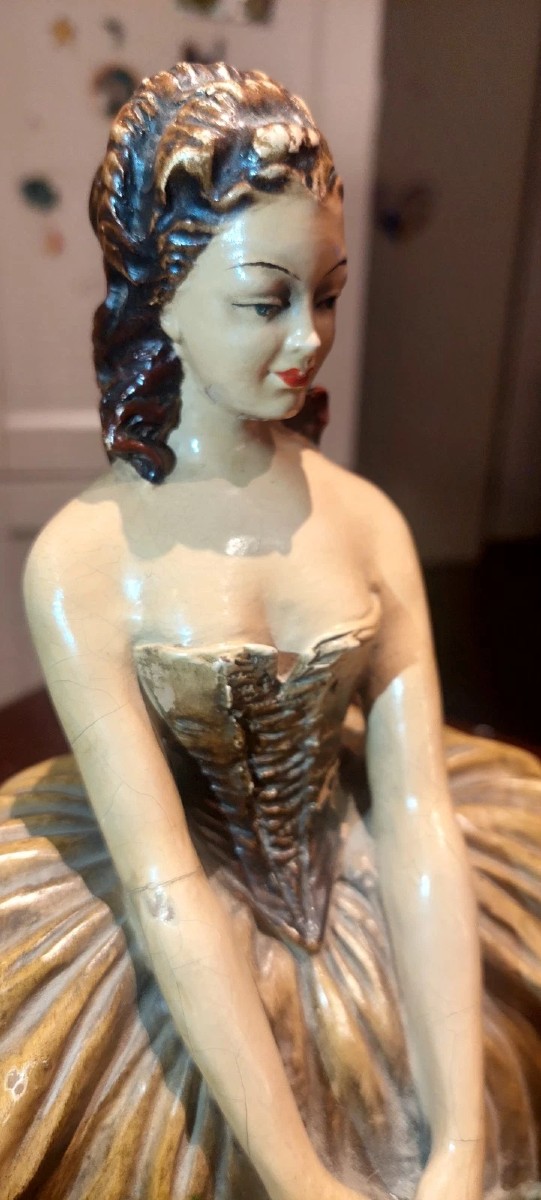 Important Painted Terracotta Work Mollica 1930s Signed 35 Cm-photo-1