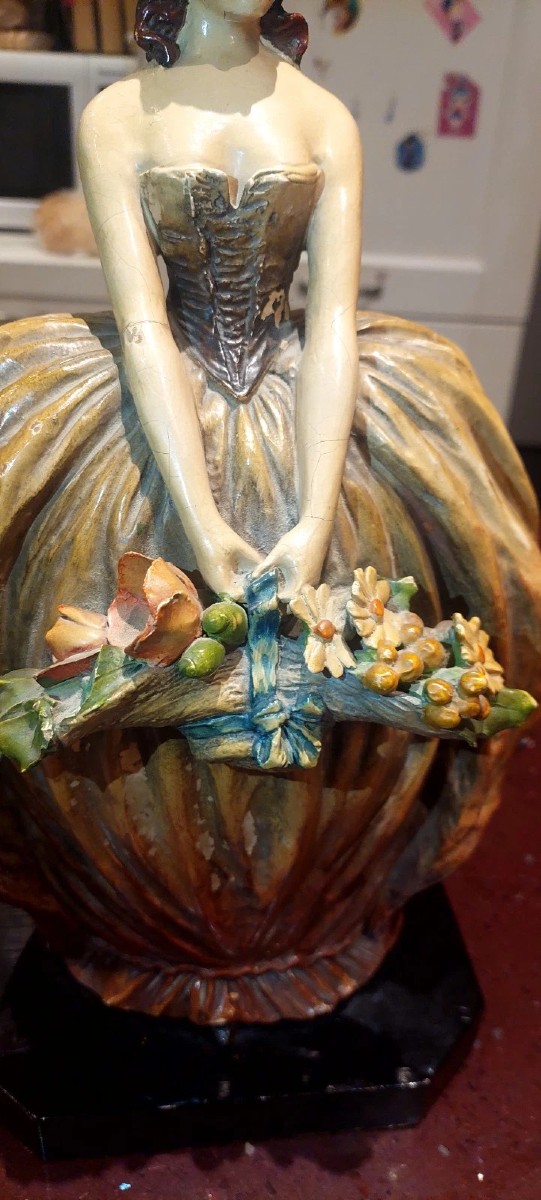 Important Painted Terracotta Work Mollica 1930s Signed 35 Cm-photo-3