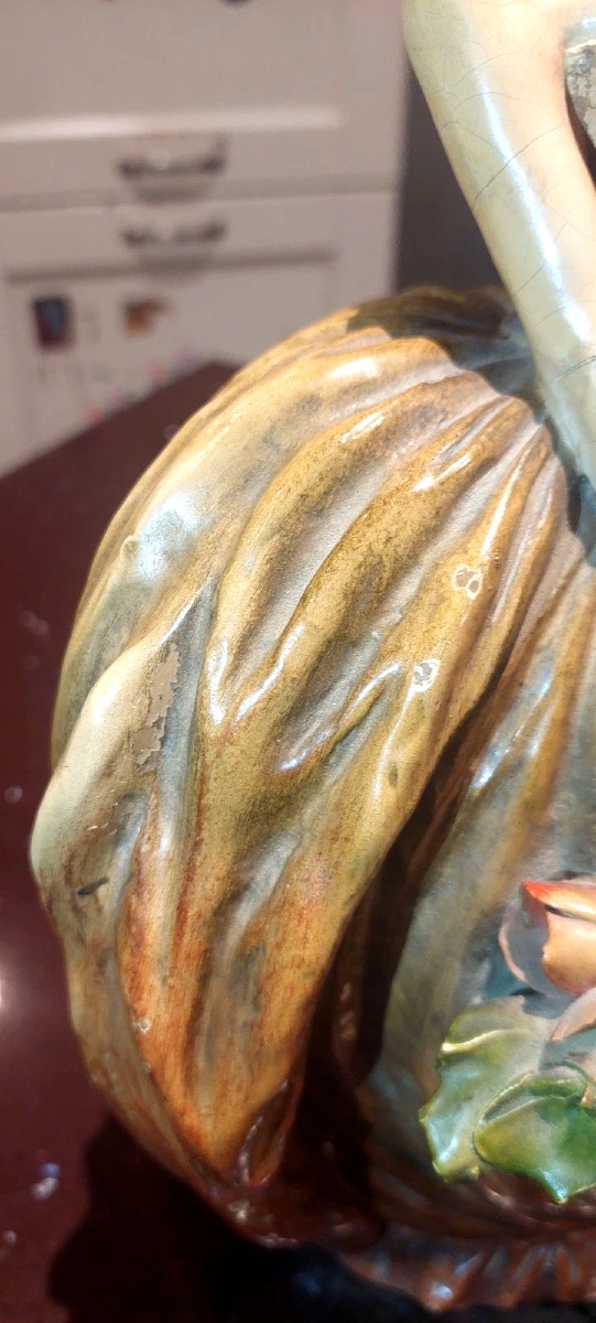 Important Painted Terracotta Work Mollica 1930s Signed 35 Cm-photo-4