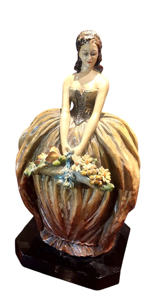 Important Painted Terracotta Work Mollica 1930s Signed 35 Cm
