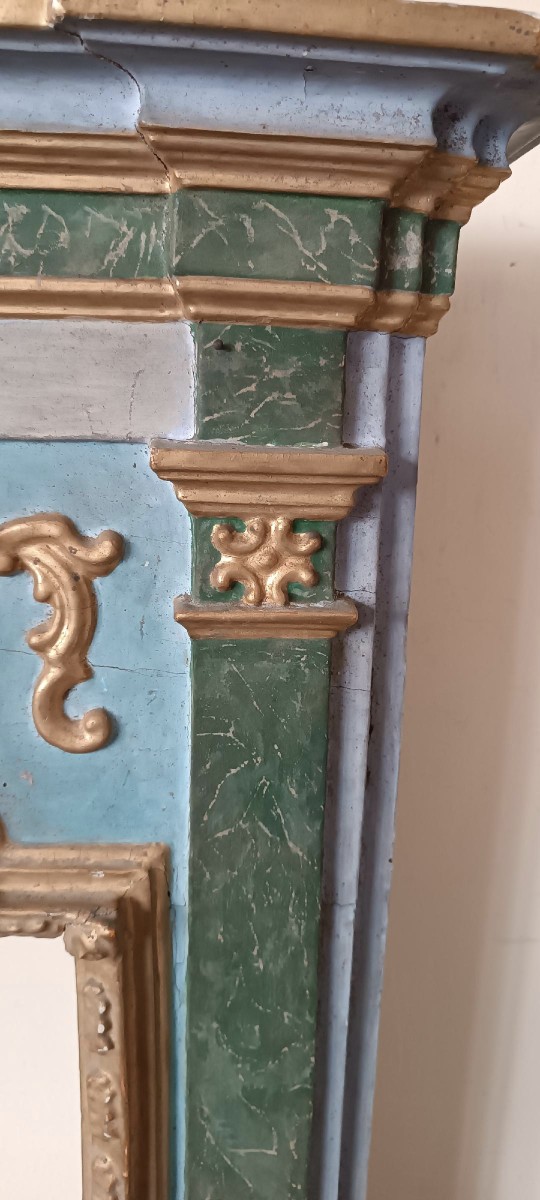 Ancient Aedicule, Lacquered And Gilded Frame, 18th Century-photo-5