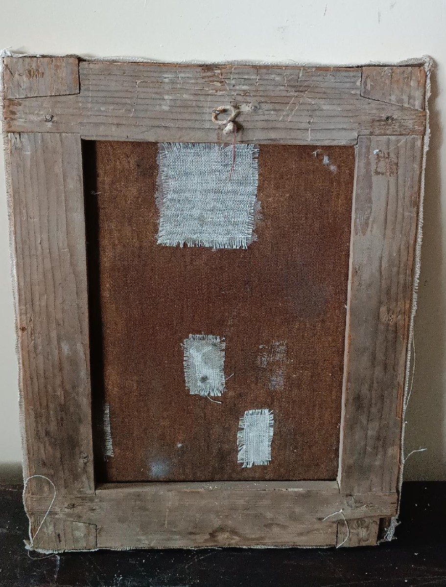 Antique Oil On Canvas, Warrior Portrait, 17th Century-photo-4