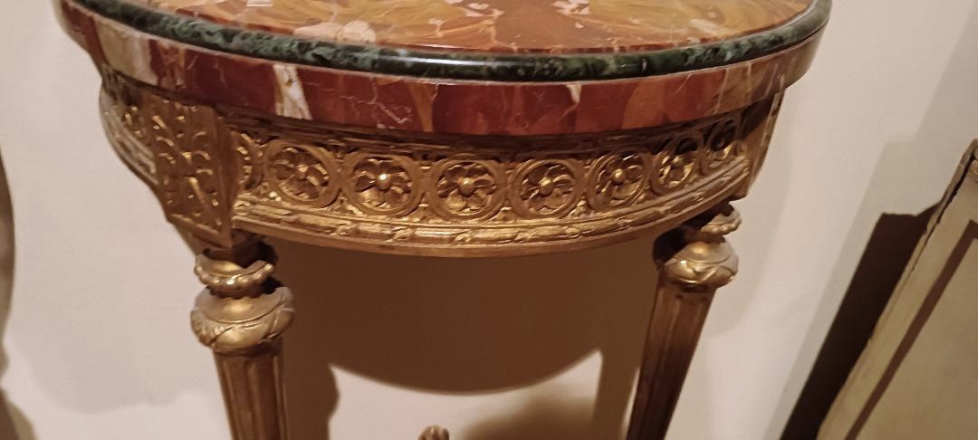 Paire de petites consoles en bois doré de style Louis XVI, fin du XIXe siècle, Napoléon III-photo-4