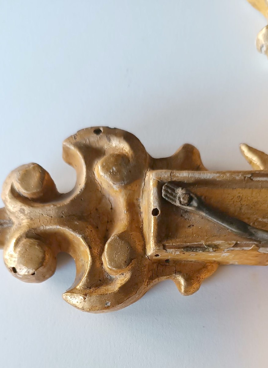 Antique Gilded Wooden Cross From The 18th Century-photo-4