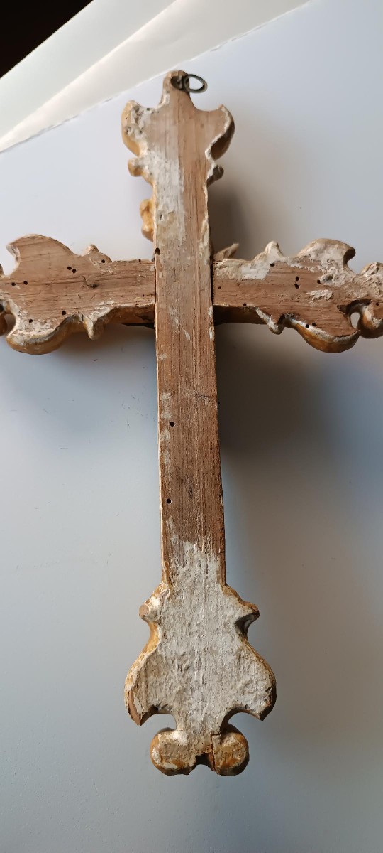 Antique Gilded Wooden Cross From The 18th Century-photo-5