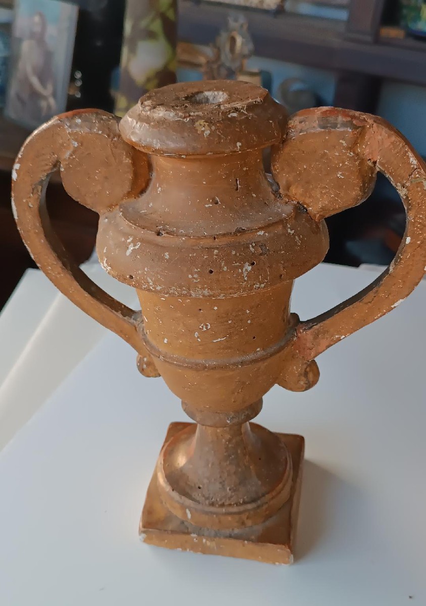 Paire de supports de palmes en bois doré de la fin du XVIIIe siècle, période néoclassique-photo-2