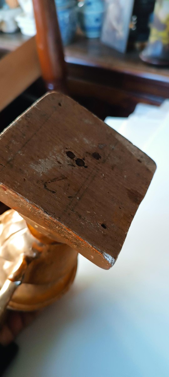 Paire de supports de palmes en bois doré de la fin du XVIIIe siècle, période néoclassique-photo-3