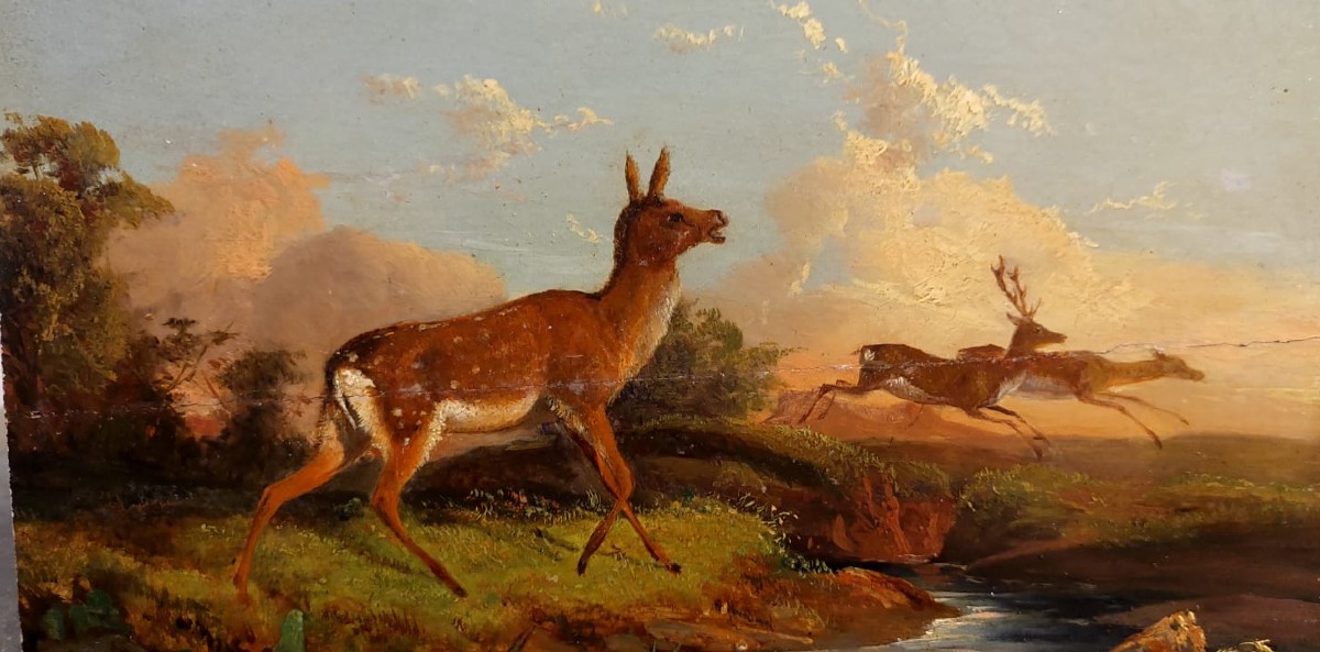 Très belle et élégante peinture à l'huile sur bois, Andrea Markò-photo-2