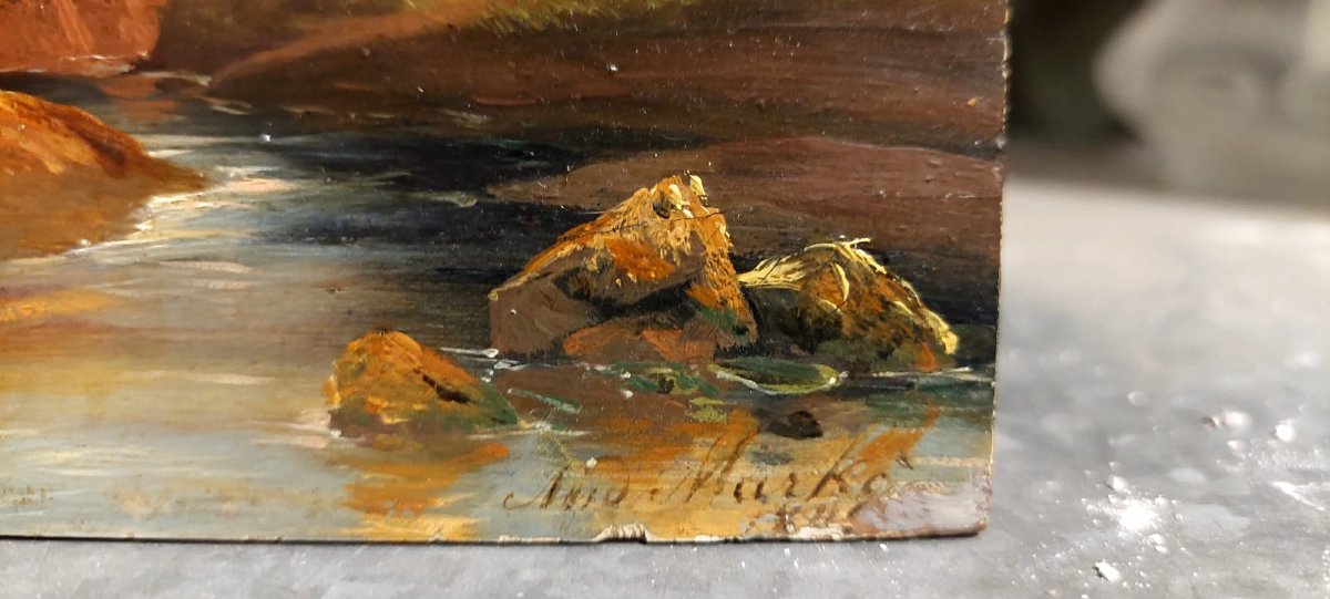 Très belle et élégante peinture à l'huile sur bois, Andrea Markò-photo-5