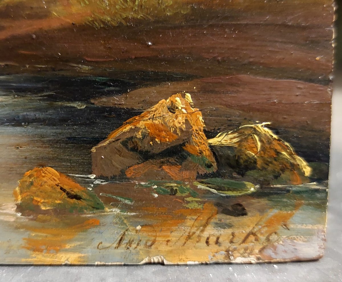 Très belle et élégante peinture à l'huile sur bois, Andrea Markò-photo-6