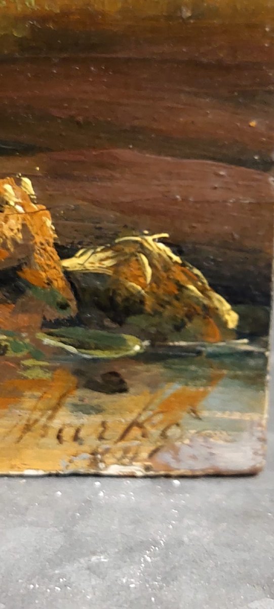 Très belle et élégante peinture à l'huile sur bois, Andrea Markò-photo-8