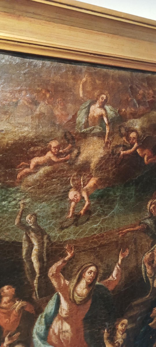 Ancient Painting - Oil On Canvas - Assumption Of The Virgin 18th Century-photo-5
