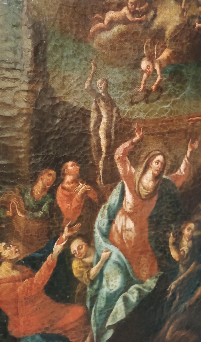 Ancient Painting - Oil On Canvas - Assumption Of The Virgin 18th Century-photo-6
