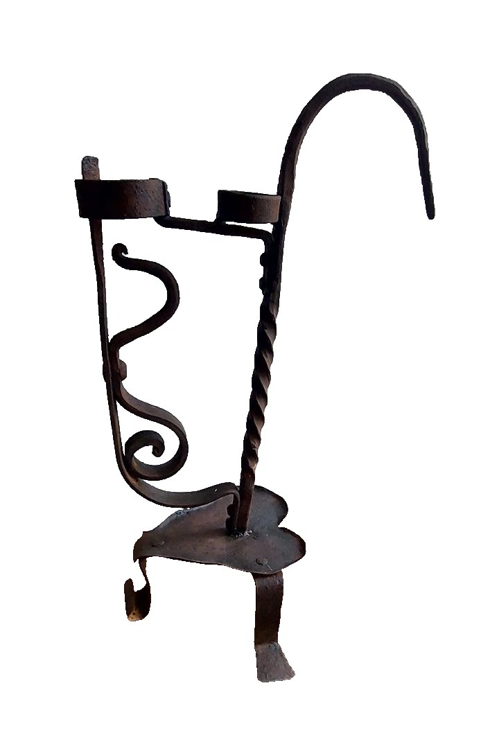 Antique Candlestick In Wrought And Forged Iron, 18th Century-photo-4