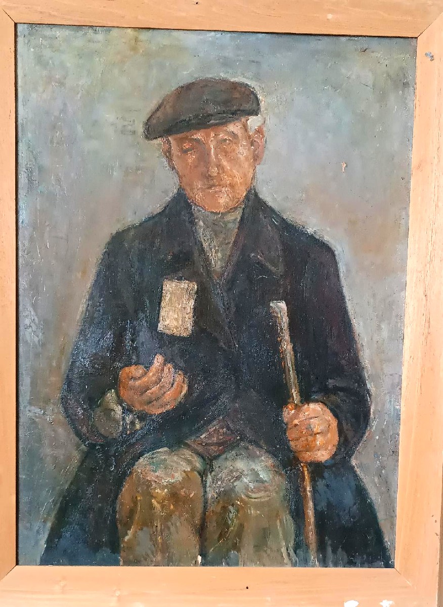 Large Oil On Panel Ferruccio Ferri -1940 - "the Blind Man" Published-photo-2