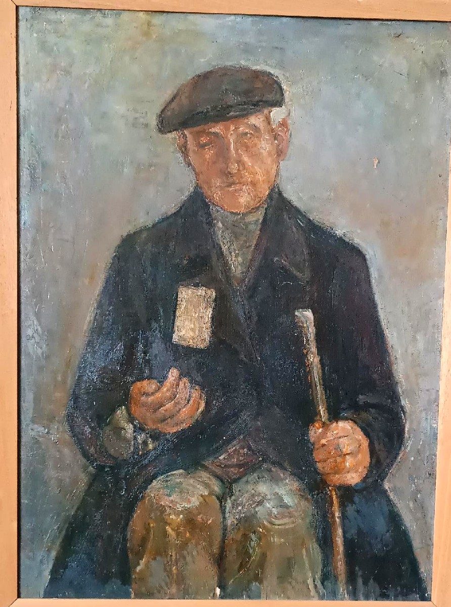 Large Oil On Panel Ferruccio Ferri -1940 - "the Blind Man" Published-photo-3