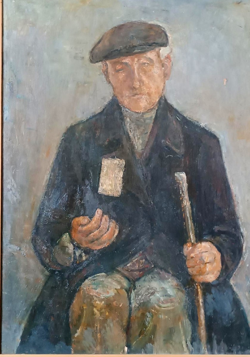 Large Oil On Panel Ferruccio Ferri -1940 - "the Blind Man" Published-photo-4