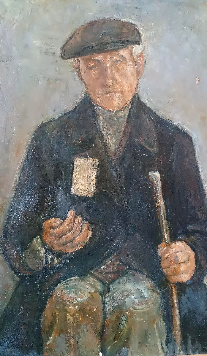 Large Oil On Panel Ferruccio Ferri -1940 - "the Blind Man" Published-photo-6