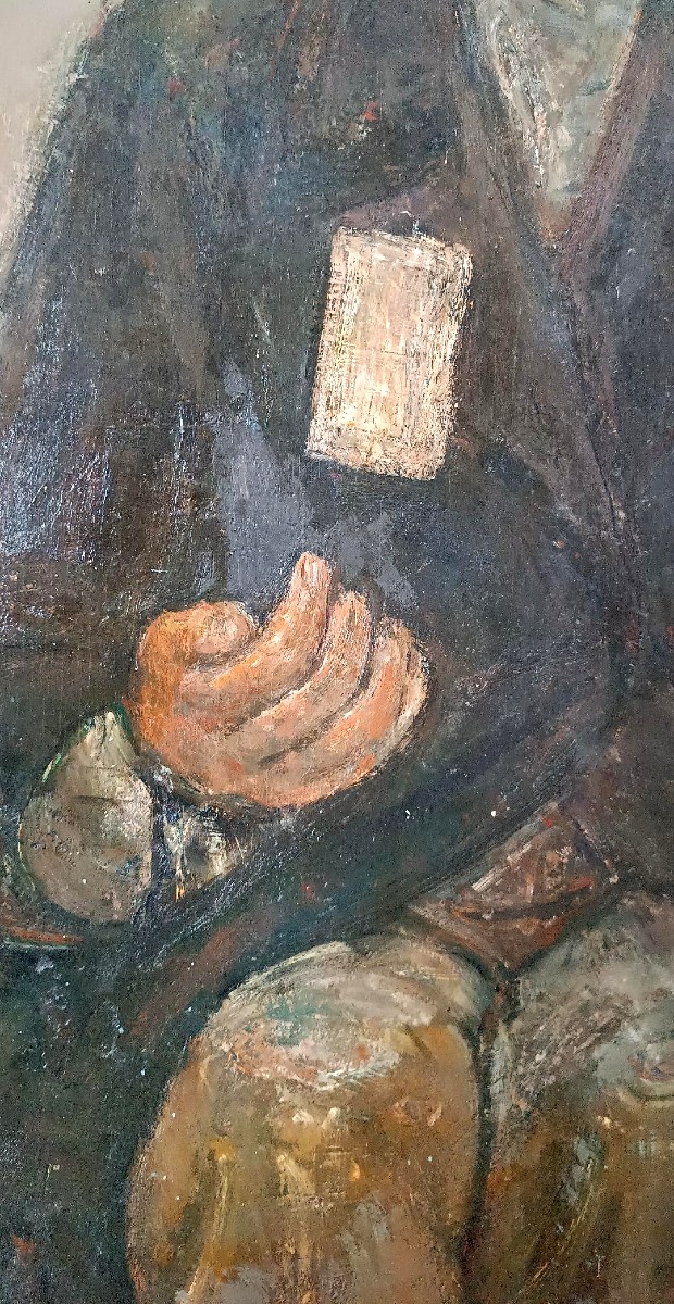 Large Oil On Panel Ferruccio Ferri -1940 - "the Blind Man" Published-photo-8