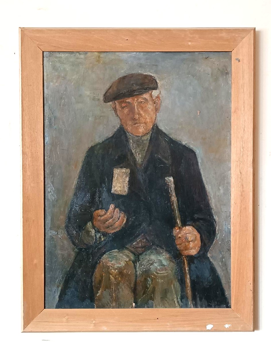 Large Oil On Panel Ferruccio Ferri -1940 - "the Blind Man" Published